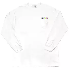 40s & Shorties Hustler Logo Embroided LS Tee w Pocket White.