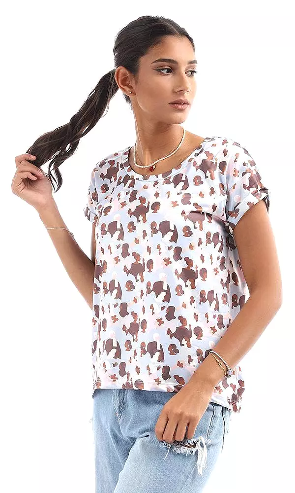 94900 Women Patterned Short Sleeves Multicolour Tee