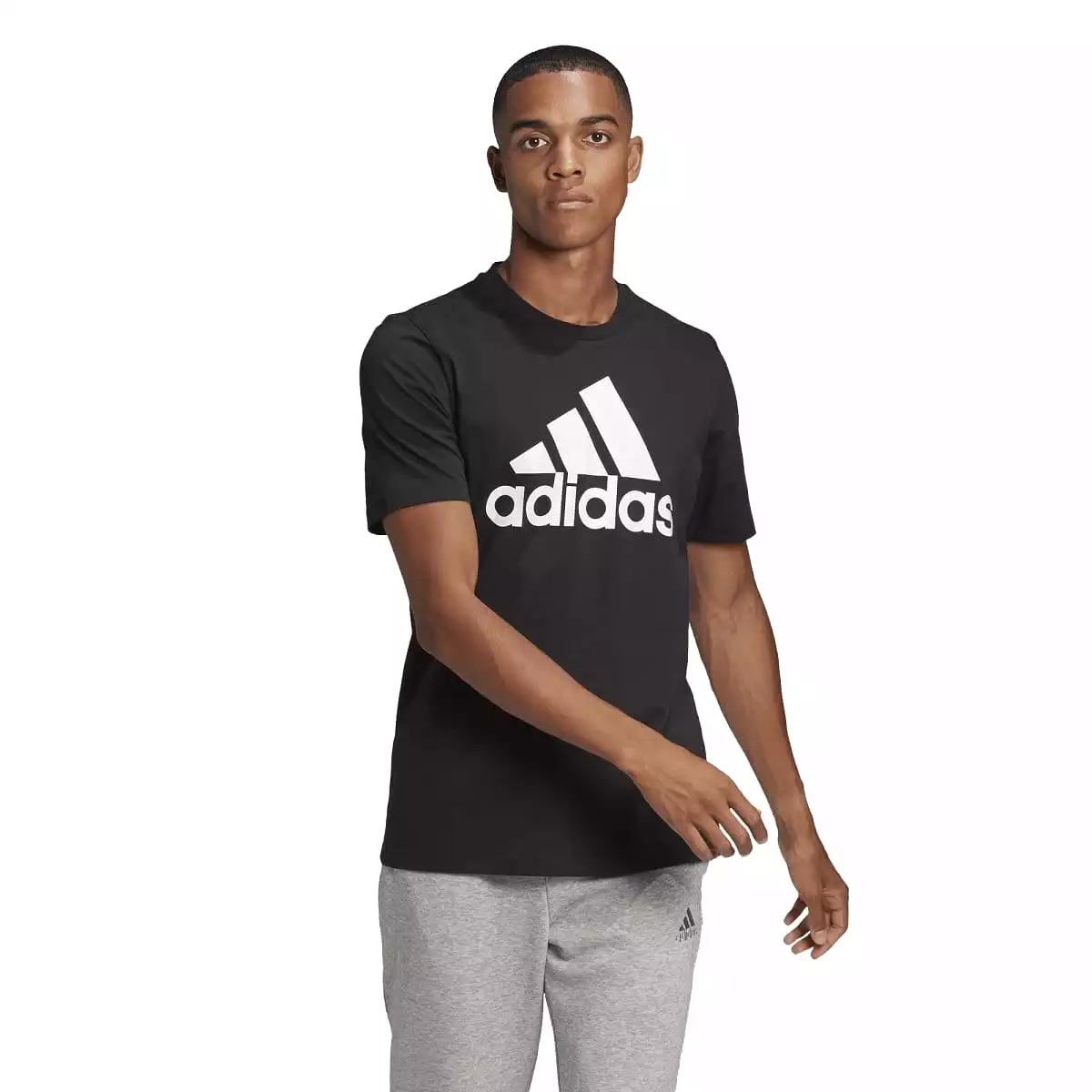 ADIDAS MEN'S ESSENTIALS BLACK BIG LOGO TEE