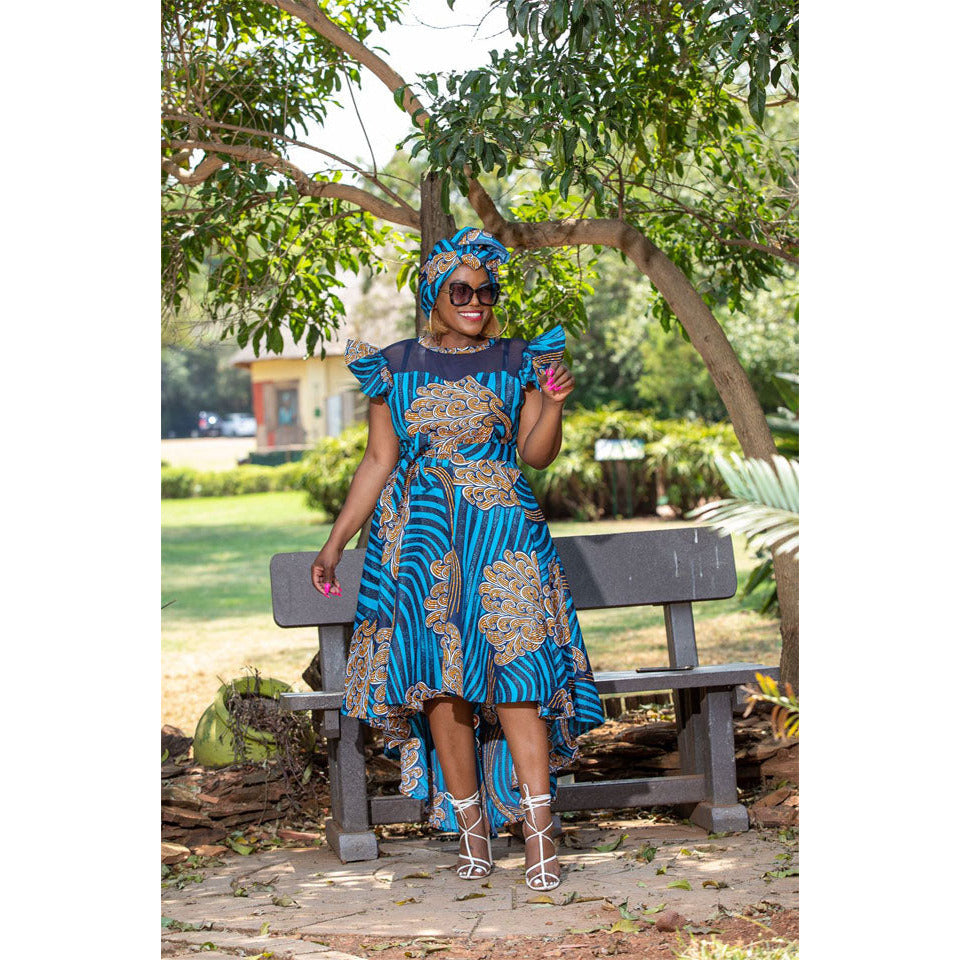 Ankara Short Ruffle Sleeve Print African Dress