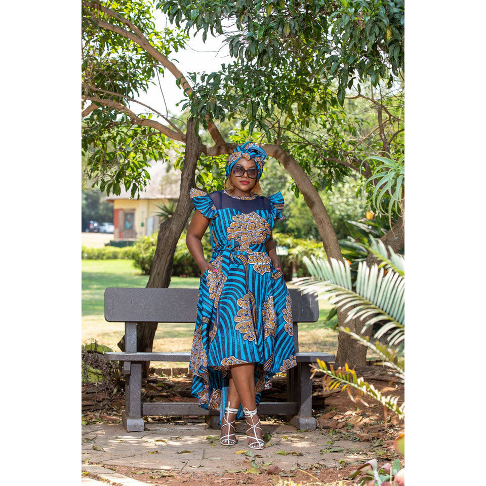 Ankara Short Ruffle Sleeve Print African Dress