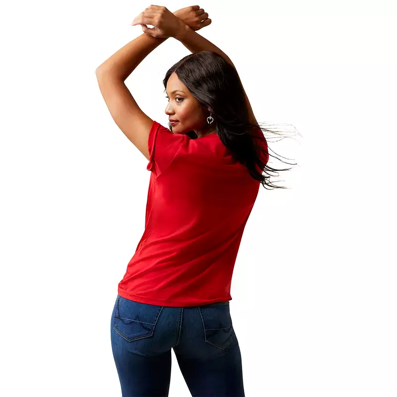 'Ariat' Women's Flower Cow T-Shirt - Equestrian Red