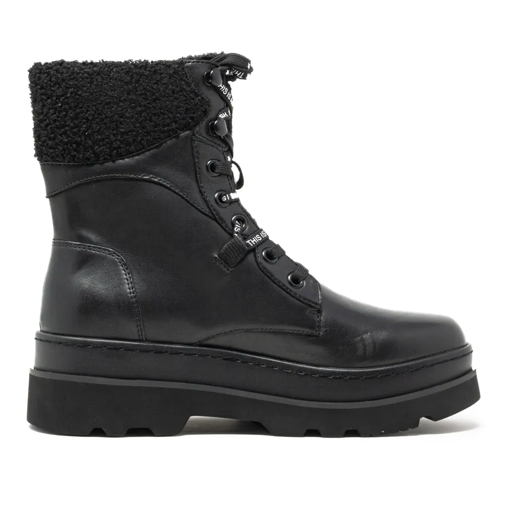 Ash Siberia Shearling Boots Black Leather