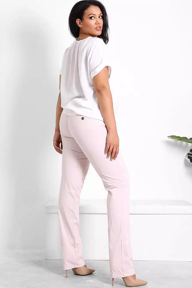 Baby Pink Stretchy Straight Leg Jeans