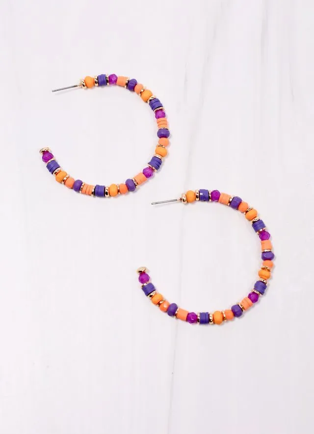 Bartlett Beaded Hoop Earring ORANGE PURPLE