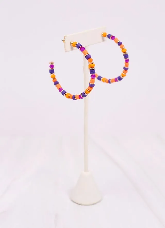 Bartlett Beaded Hoop Earring ORANGE PURPLE