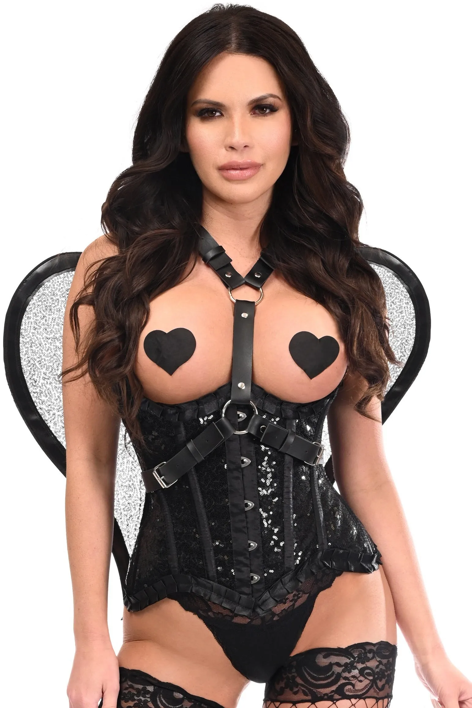 Black Sequin Angel Wings Body Harness