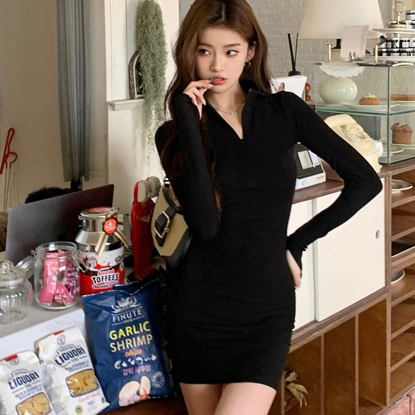 Black Zip Dress Suit