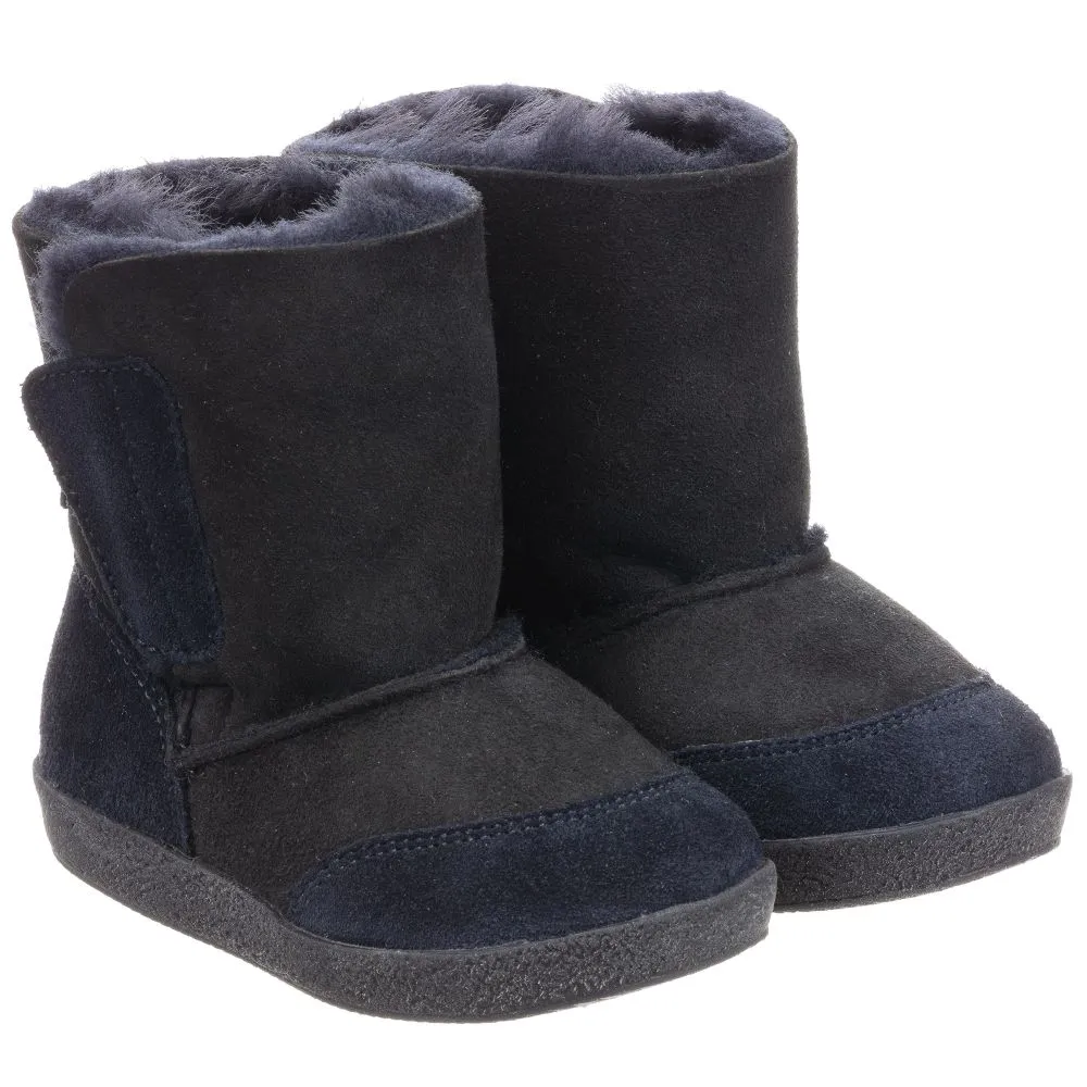 Blue Shearling Boots