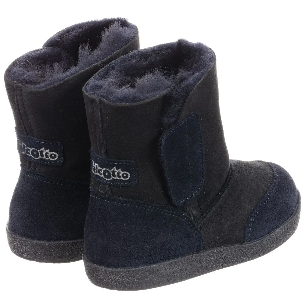 Blue Shearling Boots