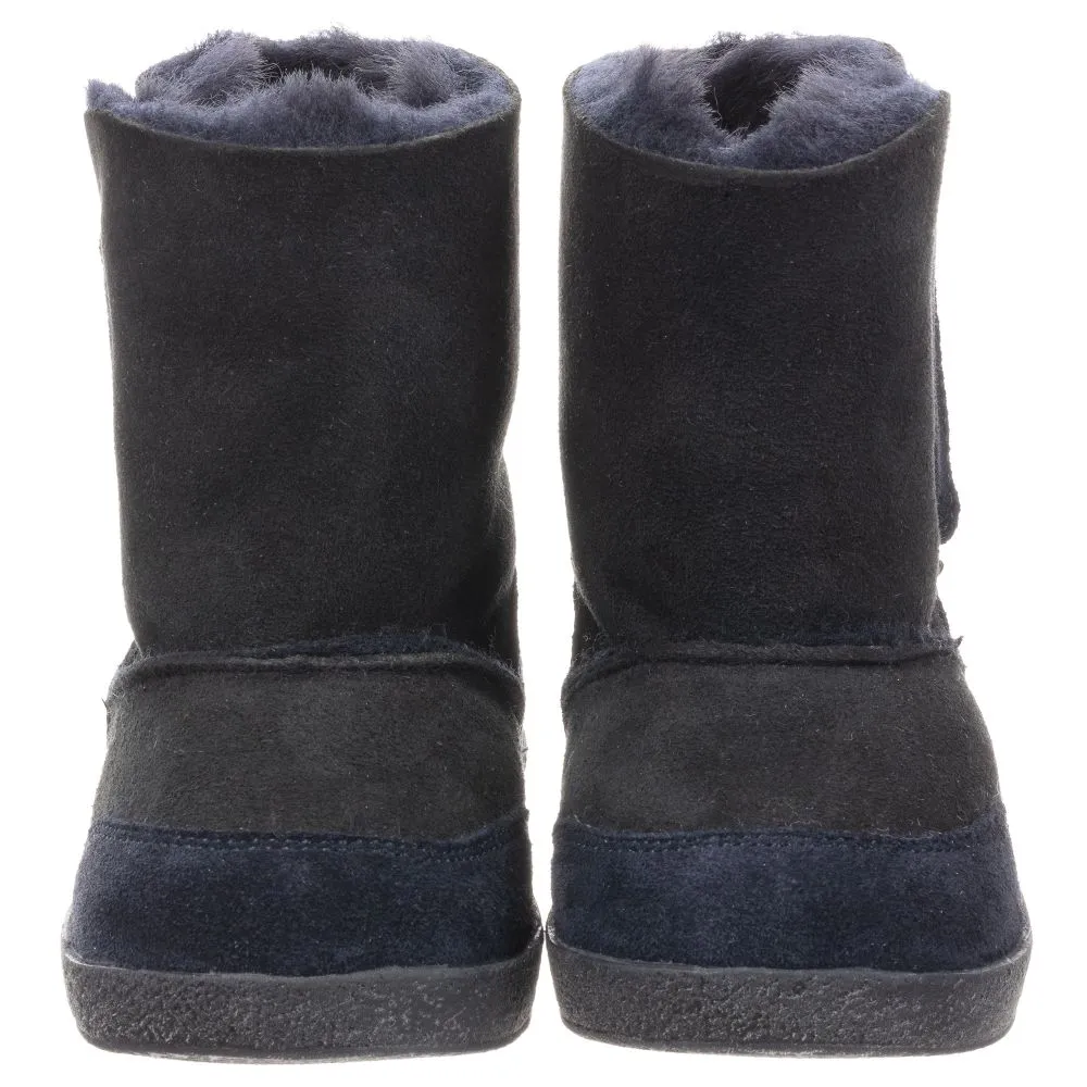 Blue Shearling Boots