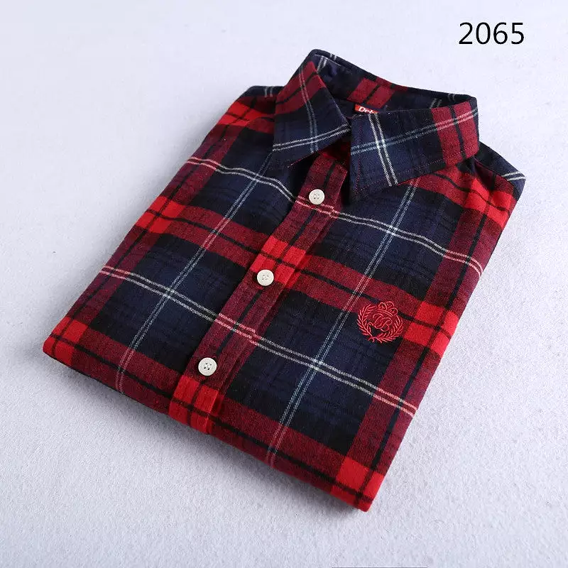 Brushed plaid women's thickened shirt multi-color