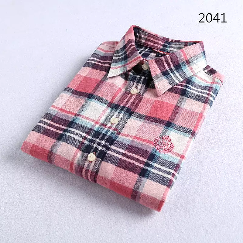 Brushed plaid women's thickened shirt multi-color