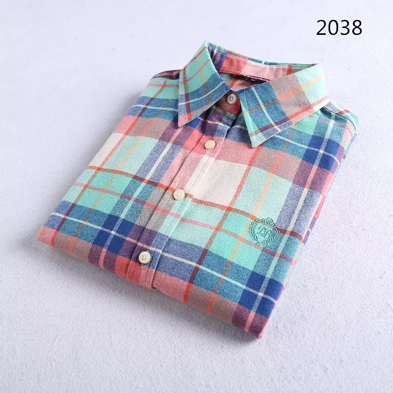 Brushed plaid women's thickened shirt multi-color