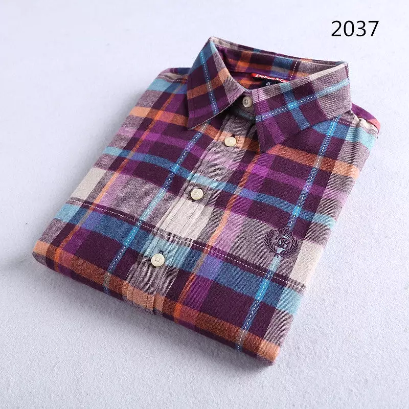 Brushed plaid women's thickened shirt multi-color