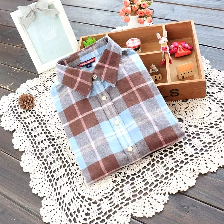 Brushed plaid women's thickened shirt multi-color