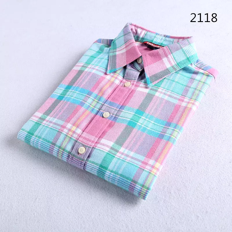 Brushed plaid women's thickened shirt multi-color