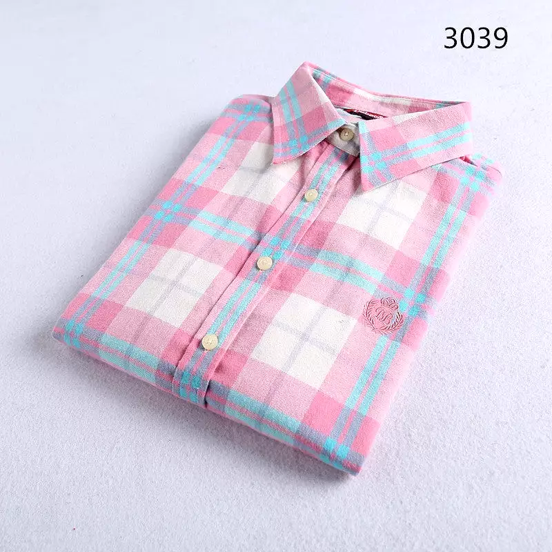 Brushed plaid women's thickened shirt multi-color