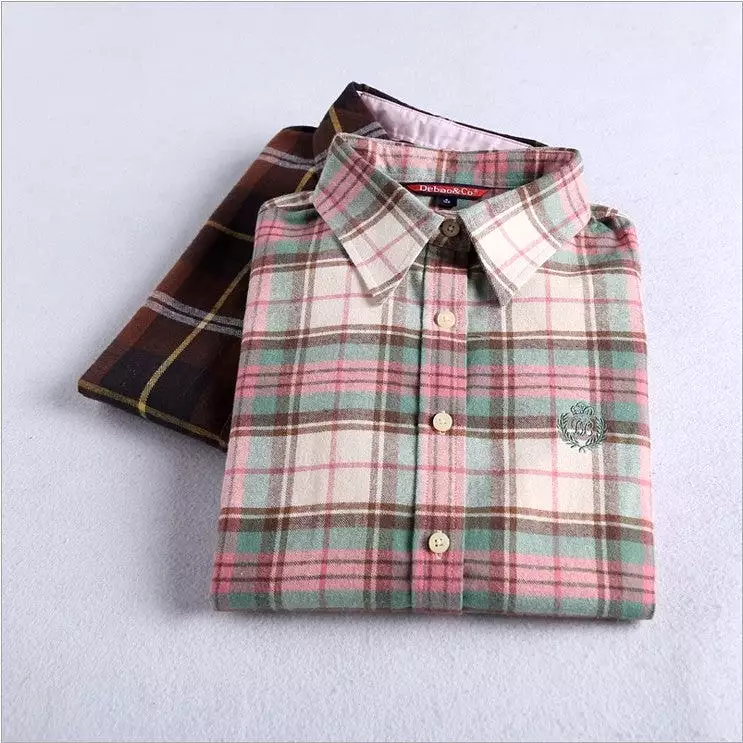 Brushed plaid women's thickened shirt multi-color