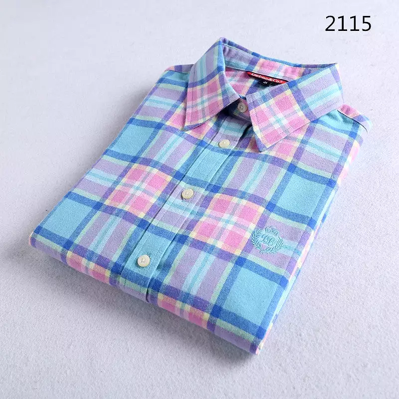 Brushed plaid women's thickened shirt multi-color