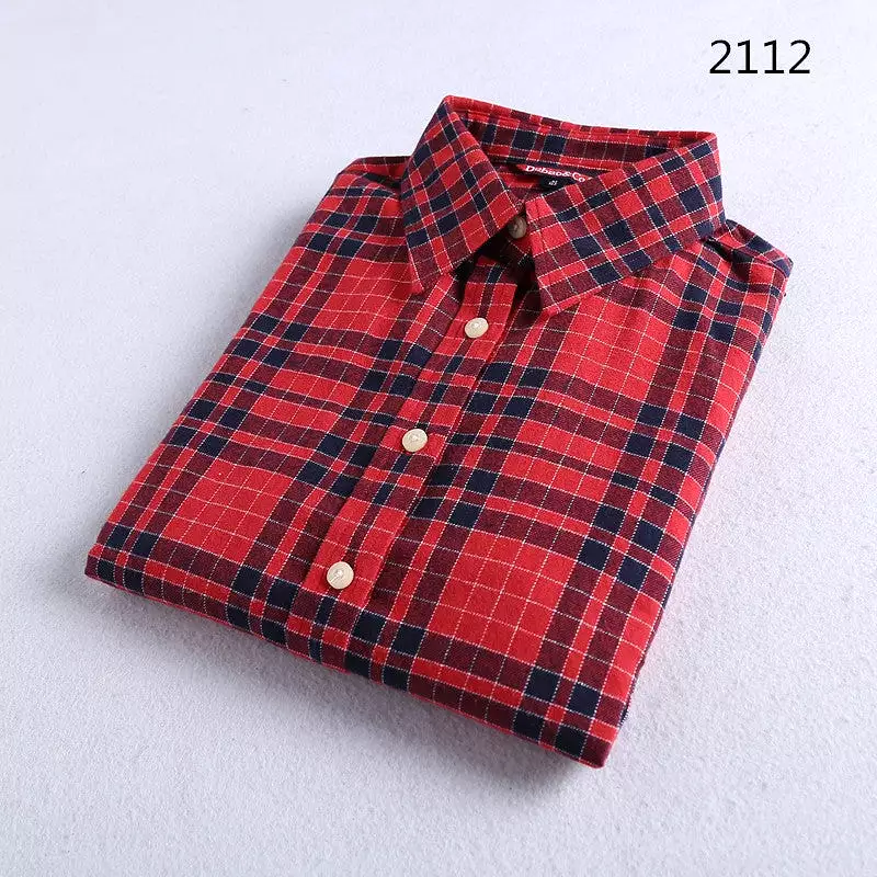 Brushed plaid women's thickened shirt multi-color