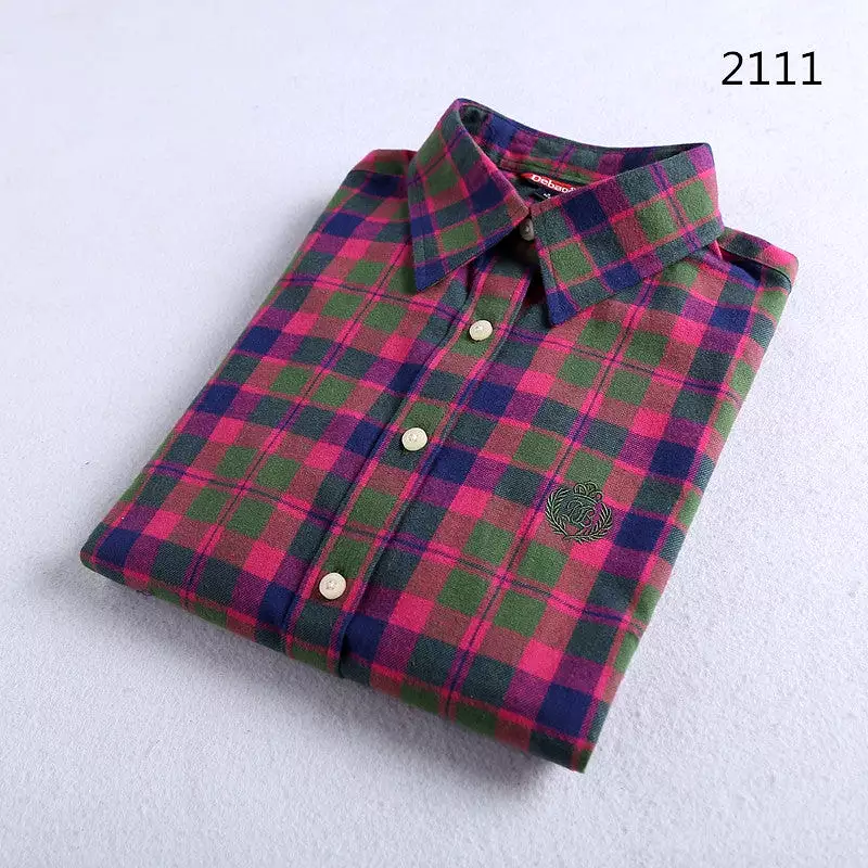 Brushed plaid women's thickened shirt multi-color