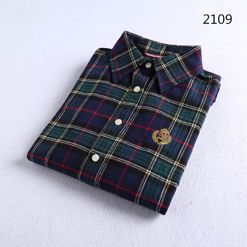 Brushed plaid women's thickened shirt multi-color