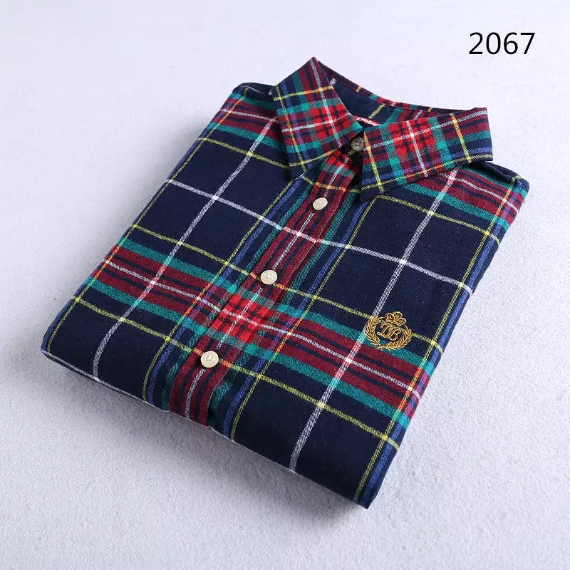 Brushed plaid women's thickened shirt multi-color