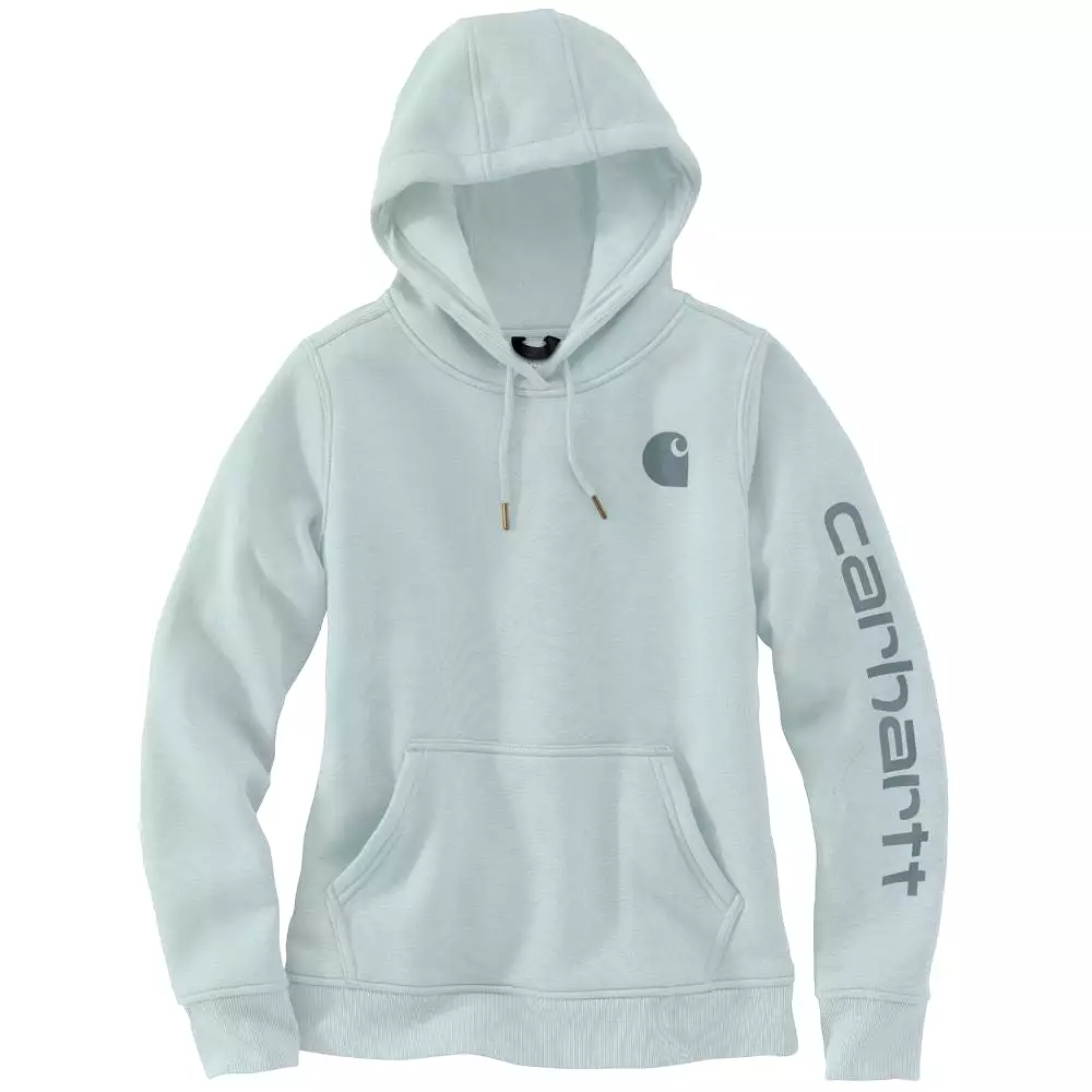 'Carhartt' Women's Clarksburg Sleeve Logo Hoodie - Dew Drop