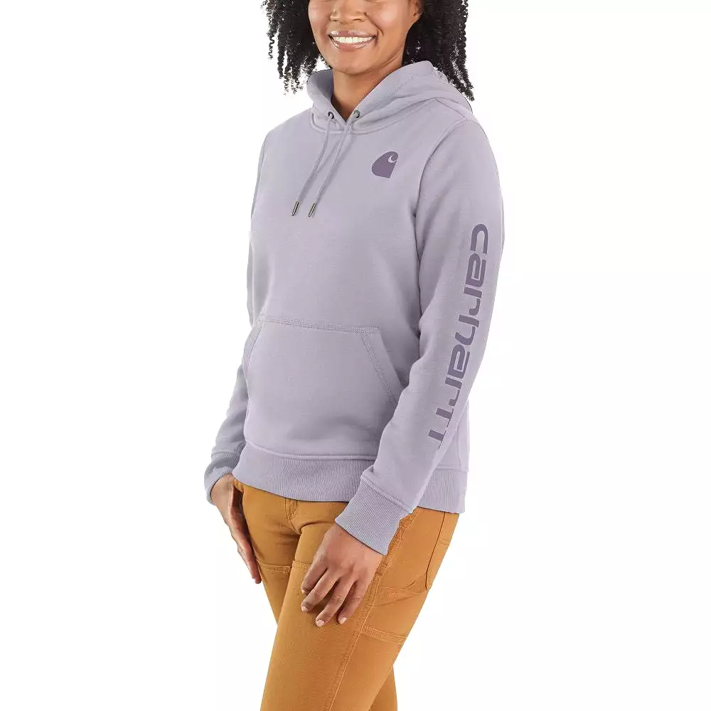 'Carhartt' Women's Clarksburg Sleeve Logo Hoodie - Lilac Haze