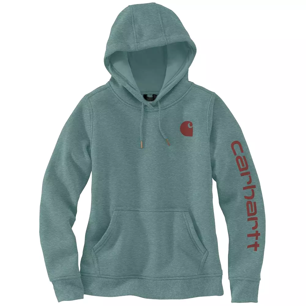 'Carhartt' Women's Clarksburg Sleeve Logo Hoodie - Sea Pine Heather