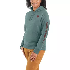 'Carhartt' Women's Clarksburg Sleeve Logo Hoodie - Sea Pine Heather