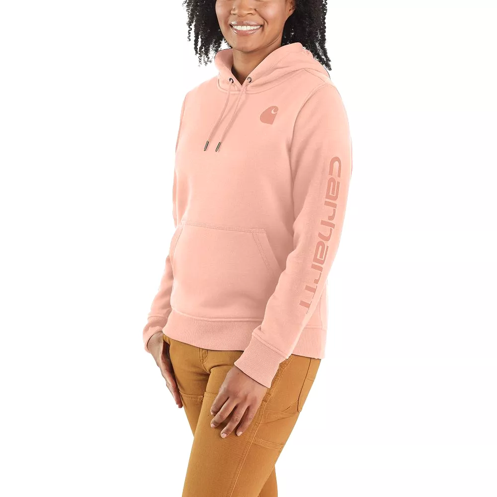 'Carhartt' Women's Clarksburg Sleeve Logo Hoodie - Tropical Peach