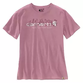 'Carhartt' Women's Heavyweight Floral Logo T-Shirt - Foxglove Heather