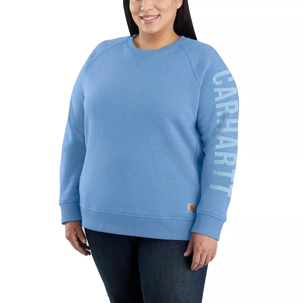 'Carhartt' Women's Midweight Logo Sleeve Crewneck Sweatshirt - Skystone