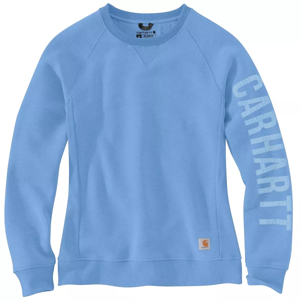 'Carhartt' Women's Midweight Logo Sleeve Crewneck Sweatshirt - Skystone