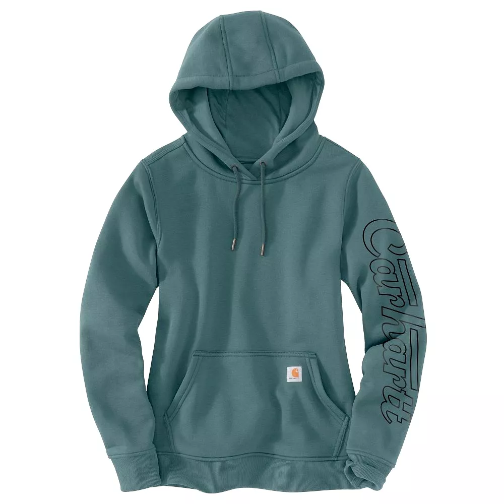 'Carhartt' Women's Rain Defender Midweight Graphic Hoodie - Sea Pine