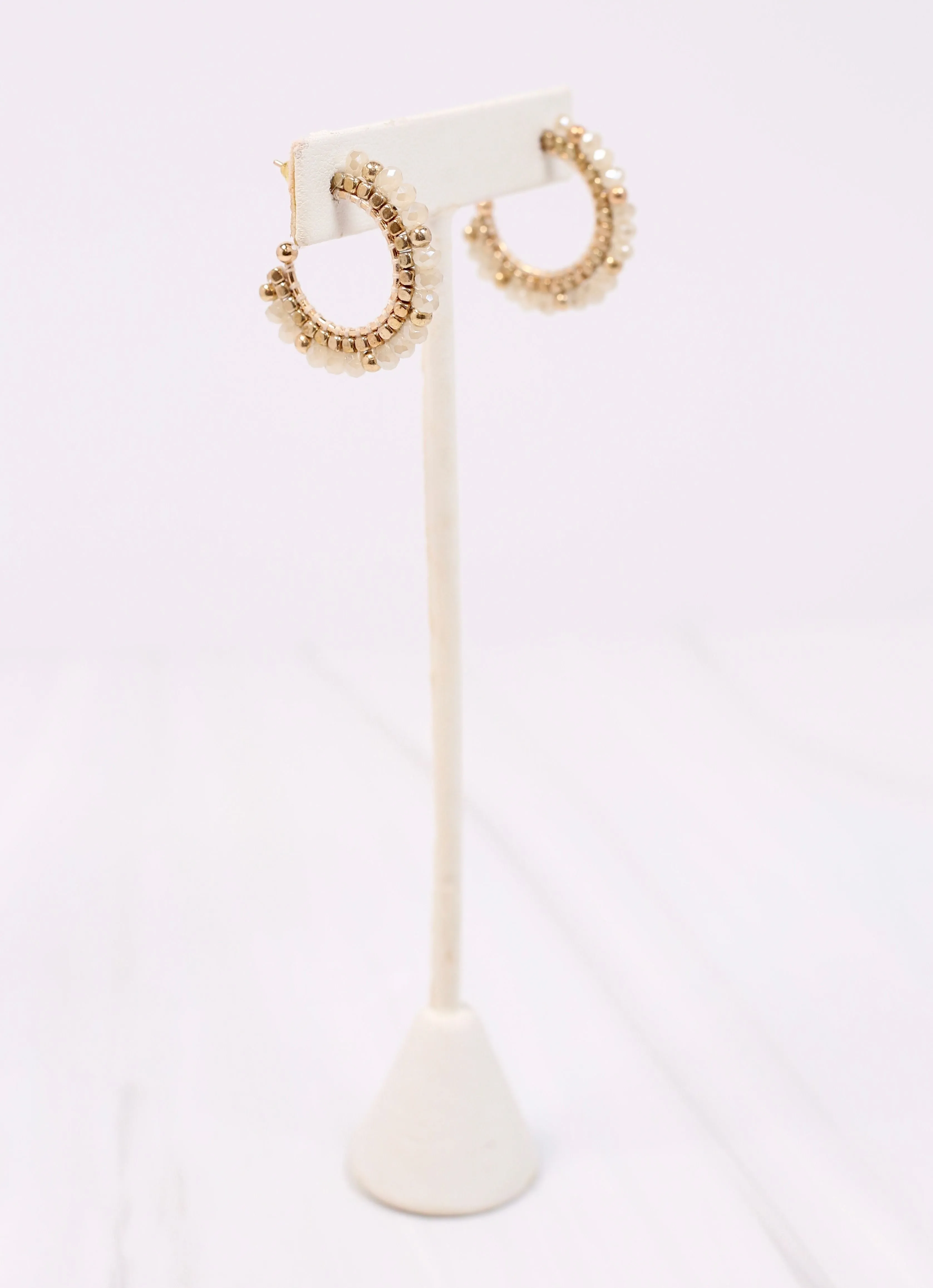 Cascade Beaded Hoop Earring IVORY