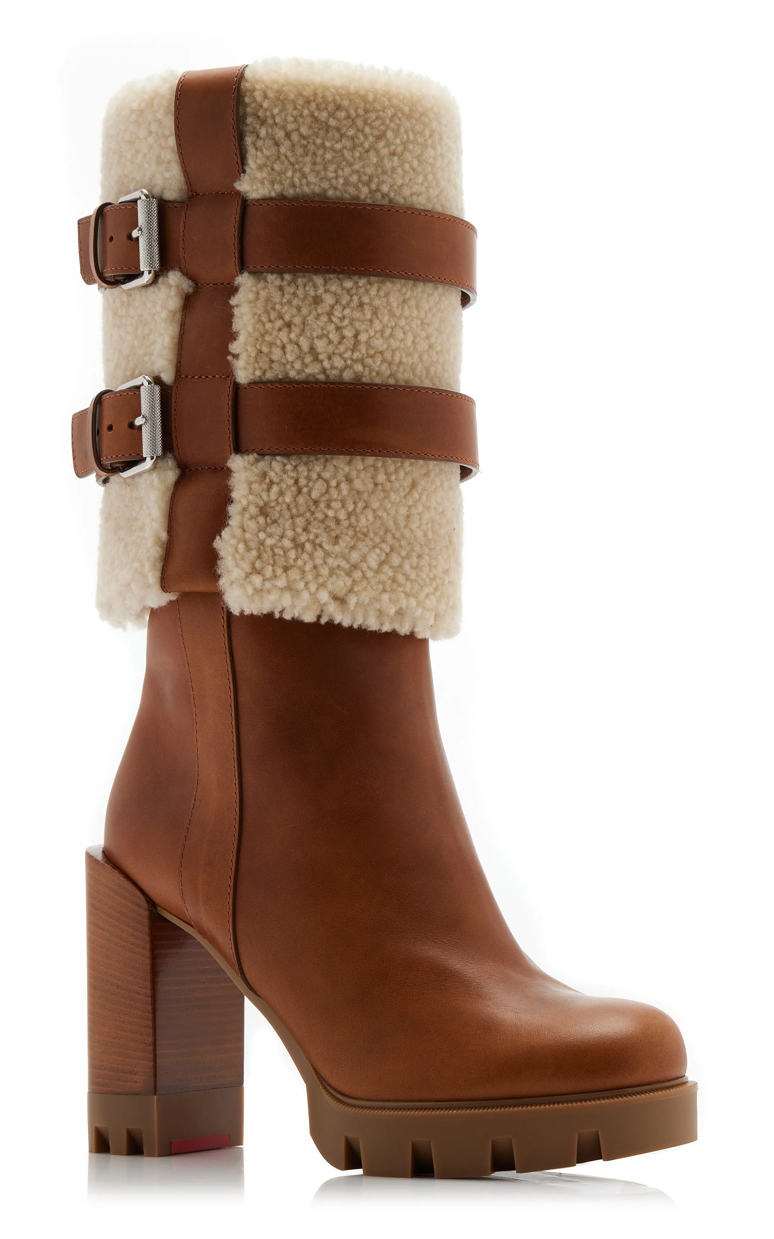 Christian Louboutin Brodeback 100mm Shearling Ankle Boots