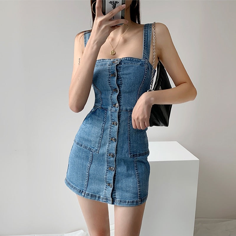 Denim Button-Up Dress