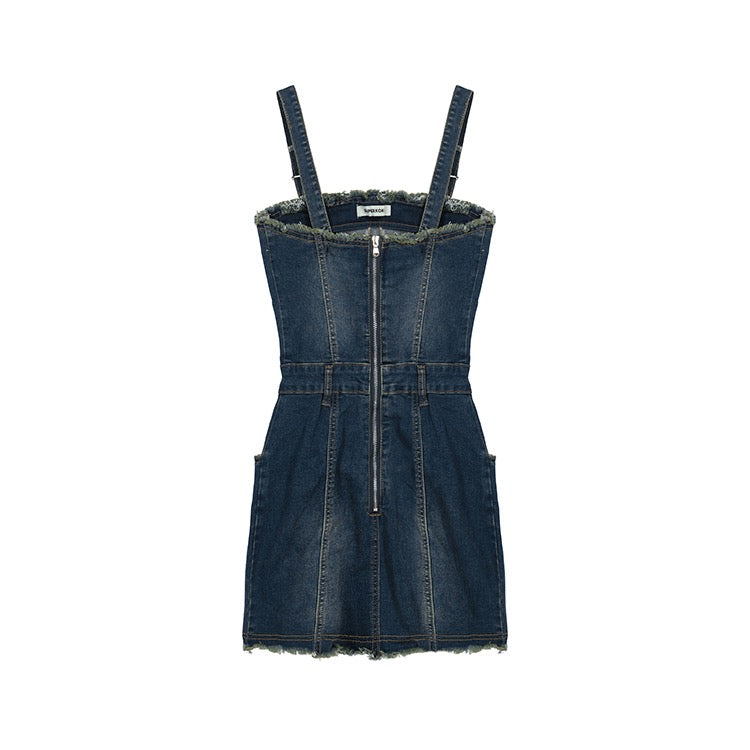 Denim Mock Overall Dress