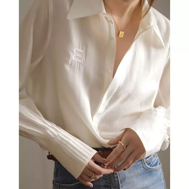 French high-end white shirt for women