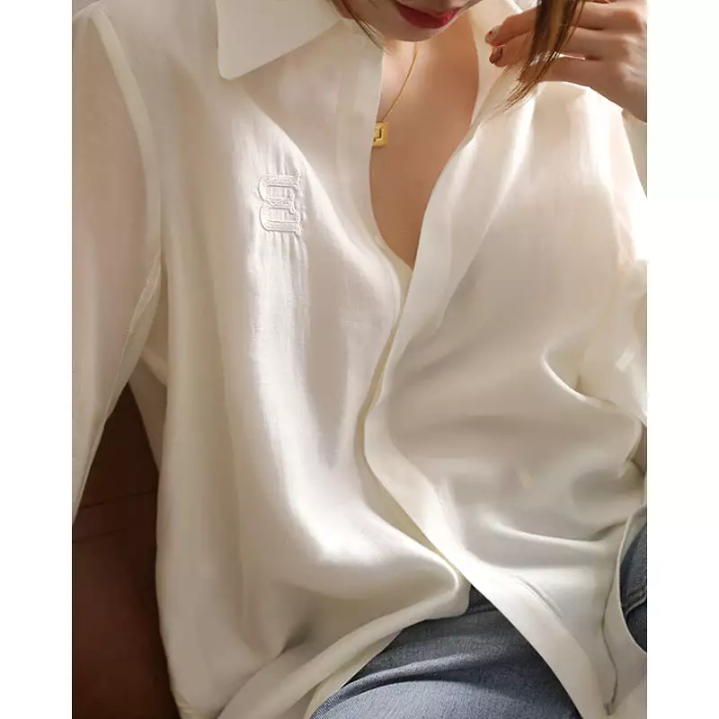 French high-end white shirt for women