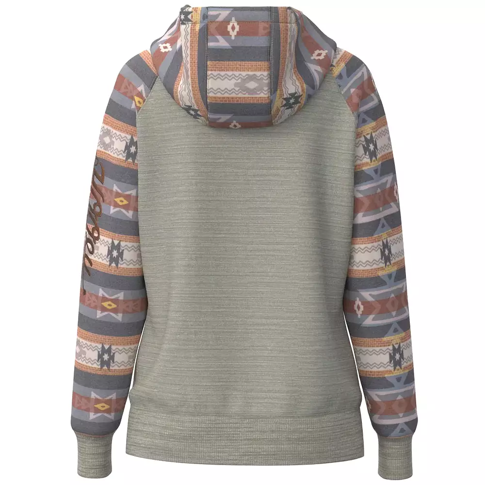 'Hooey' Women's Summit Aztec Pattern Hoody - Cream / Pink / Grey