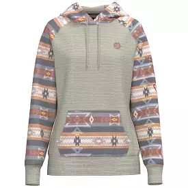 'Hooey' Women's Summit Aztec Pattern Hoody - Cream / Pink / Grey