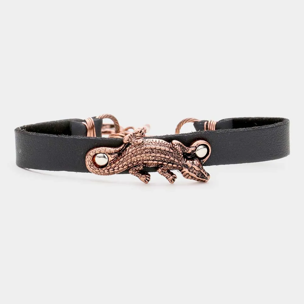 iLLASPARKZ Crocodile Faux Leather Toggle Bracelet