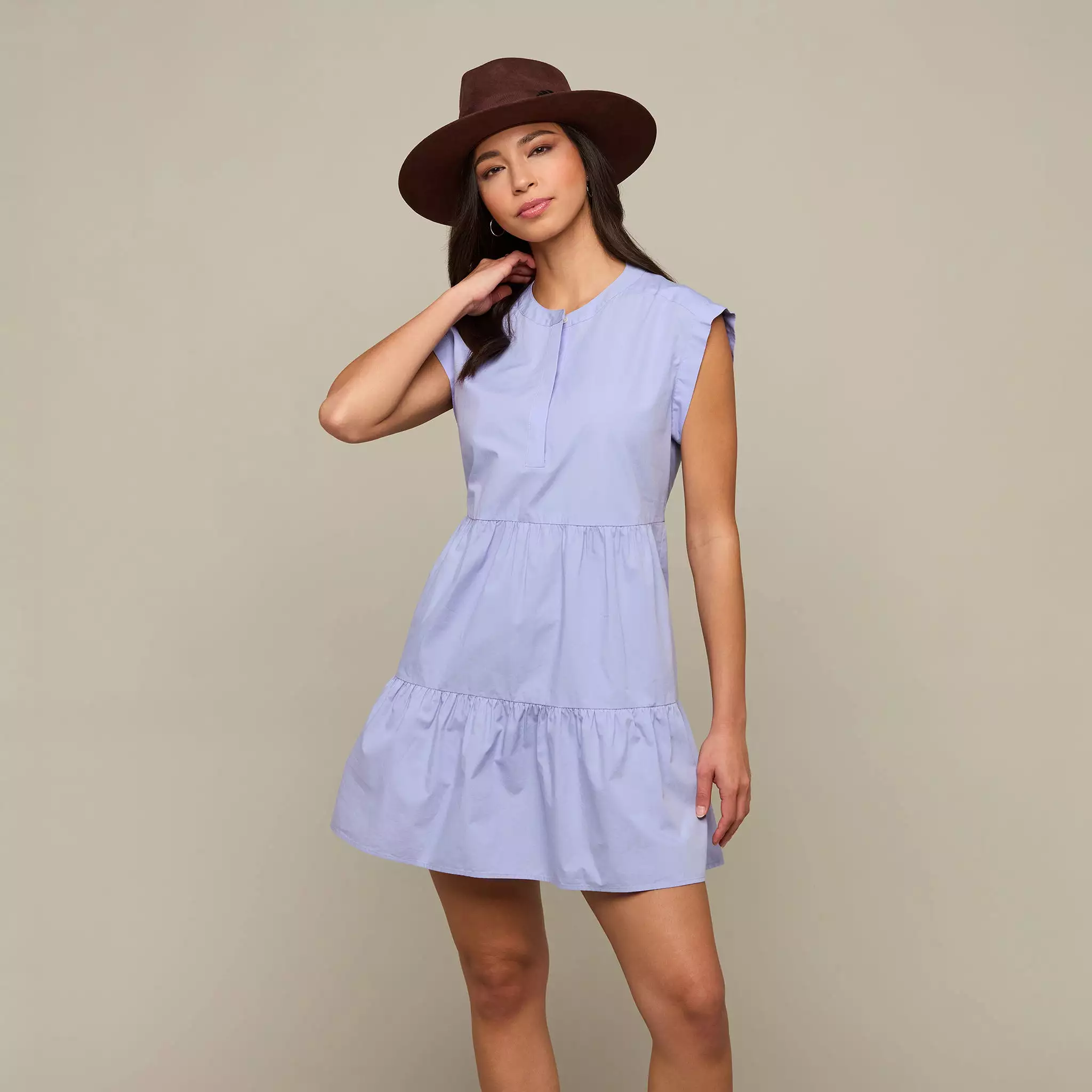 Lachlan Button Dress :: Periwinkle