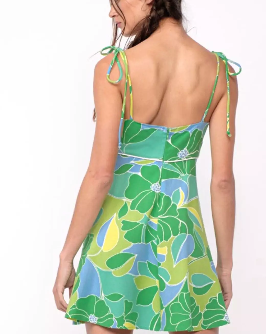 Lake lover green floral tie strap dress