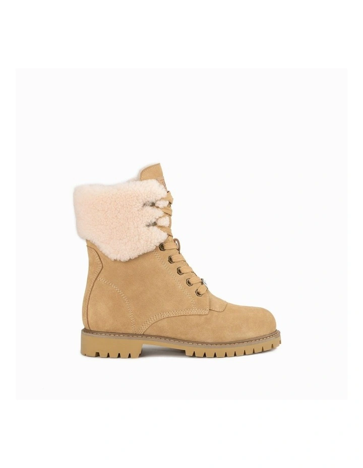 Liliana Shearling Zip Boots in Almond