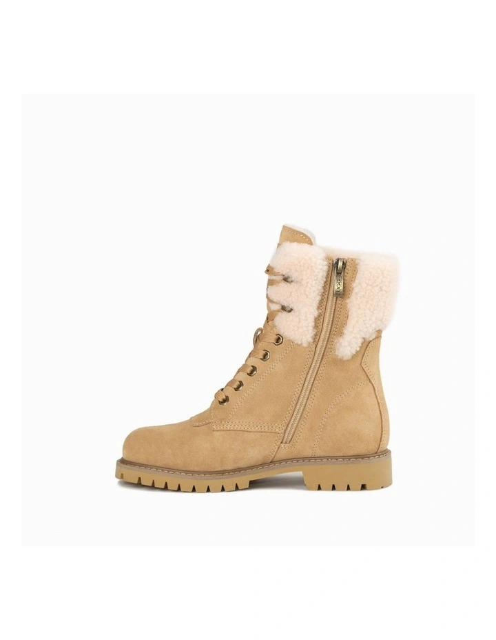 Liliana Shearling Zip Boots in Almond